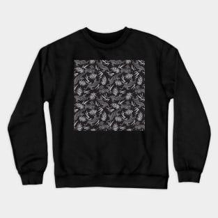 Tigers and Bamboos in the Dark / Big Cats, Leaves, Black Crewneck Sweatshirt